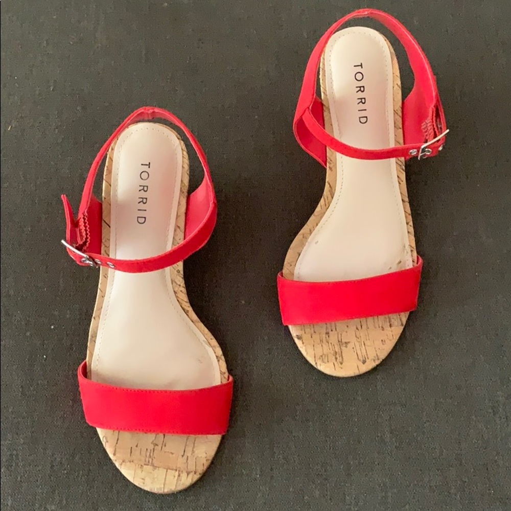 Cute red wedge sandals